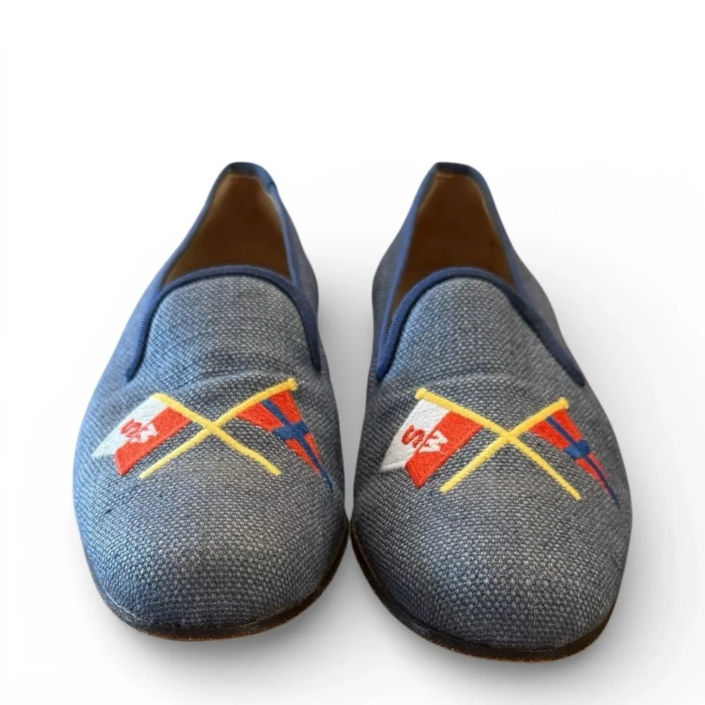 Stubbs & Wooten X Explorers Club Linen Loafers Flag Embroidery 9.5